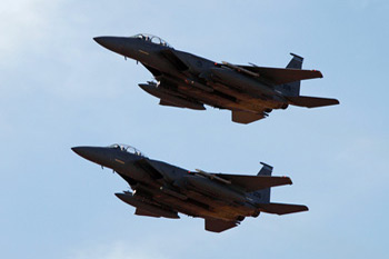 McDonnell Douglas (now Boeing) F-15 Eagle pair at Duxford American Air Day 2011