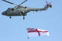 Westland Lynx XZ248 of The Royal Navy Black Cats Display Team with white Ensign at Jersey International Air Display 2009