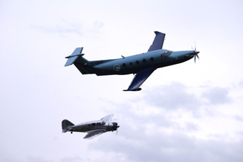 Spartan 7W Executive NC17633 and Pilatus PC-12/45 710 G-TRAT at Little Gransden Air Show 2008