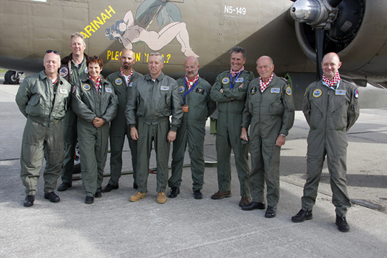 North American B-25 Mitchell 232511/N5-149 Sarinah crew at Shoreham Air Show 2013