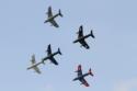 Team Viper Hawker Hunters flying in formation at RAF Waddington Air Show 2011