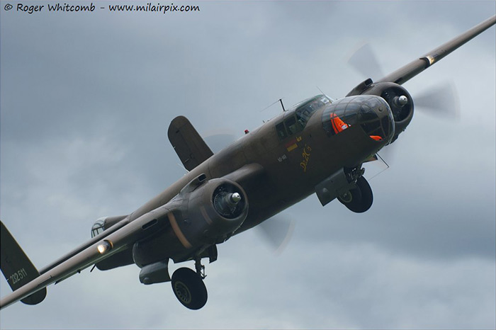 North American B-25 Mitchell 232511/N5-149 Sarinah visits North Weald for the weekend fly-in on Sunday 23rd June 2013