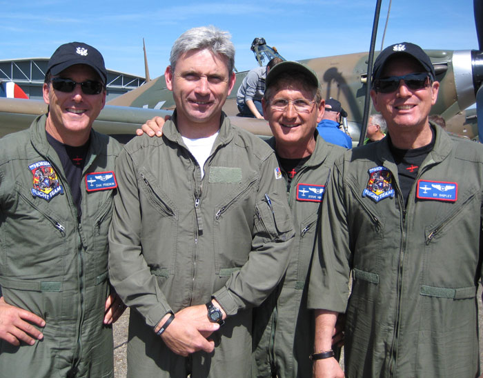 The Eagle Squadron pilots, left to right - Dan Friedkin, Paul Bonhomme, Steve Hinton and Ed Shipley