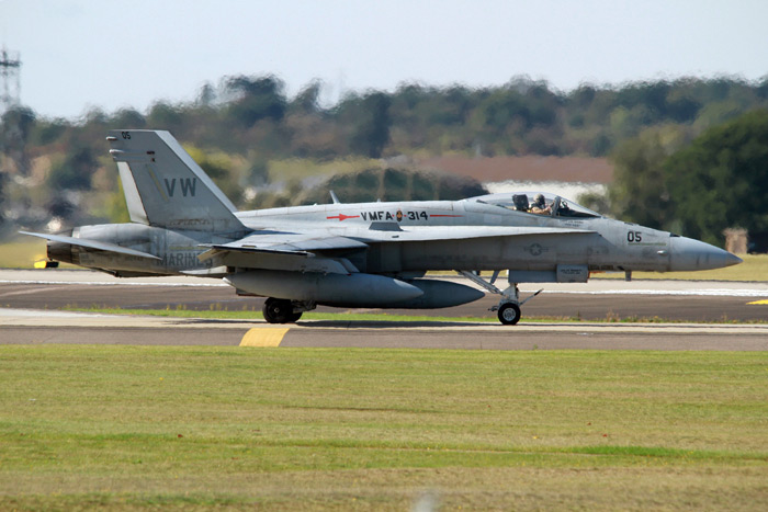 Several F/A-18A Hornets from the VMFA were at RAF Lakenheath