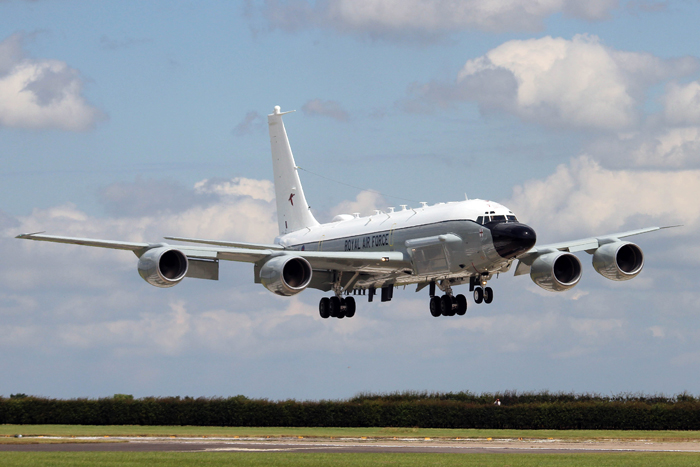 51 Squadron's RC-135W Rivet Joint based at RAF Waddington in Lincolnshire made its public debut at the Waddington Air Show
