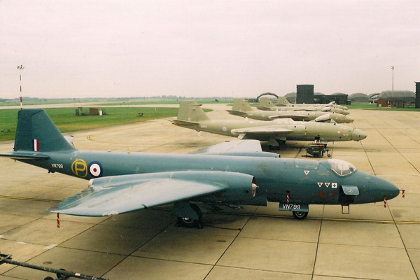 English Electric Canberra line up at RAF Marham