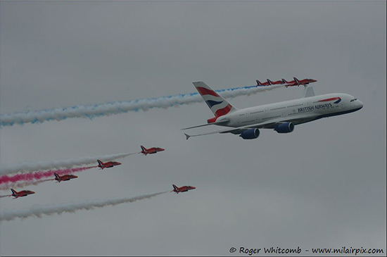 The Red Arrows with Airbus A380