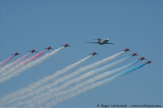 The Red Arrows and Sentinel at Waddington