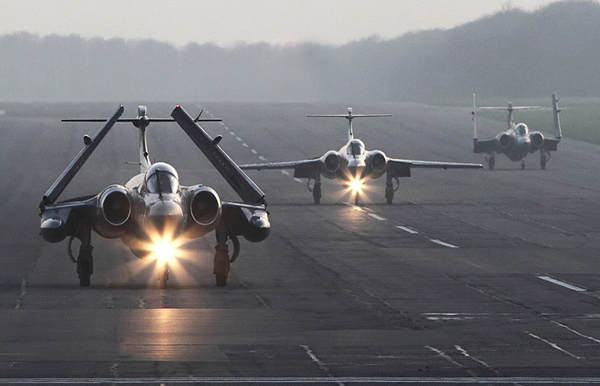 Three Buccaneers at The Buccaneer S2B XW544 unveiling at Bruntingthorpe Airfield