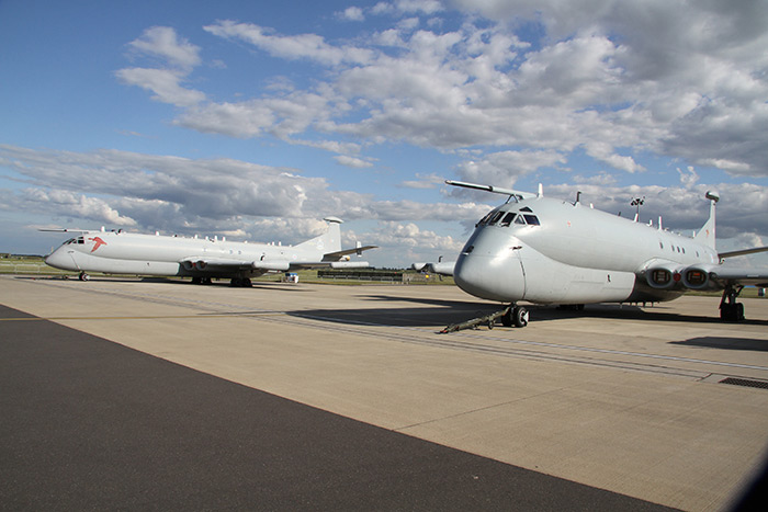 Nimrods R1 XV249 and XW664 on static display at Waddington Air Show 2011, shortly before their retirement flights. Image courtesy of Bob Franklin