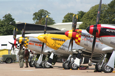 North American Aviation P-51 Mustangs at Duxford Flying Legends 2009